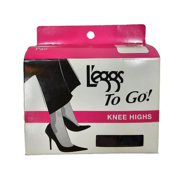 L'eggs Accessories - 2-Pair Leggs To Go! Knee Highs Sheer Toe Nylon Tights - Plus Size - Off Black